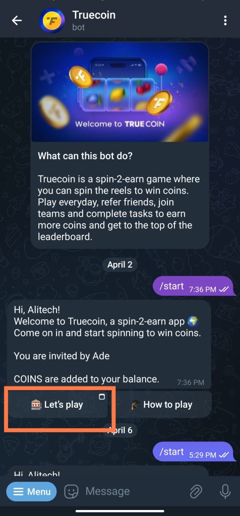 How To Join Truecoin Telegram Mining (Spin and Earn) 