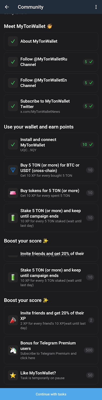 MyTonWallet Giveaway Task To Earn More Points