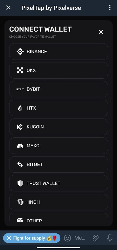 List Of Exchange Platforms (CEX) To Connect Pixel tap Wallet