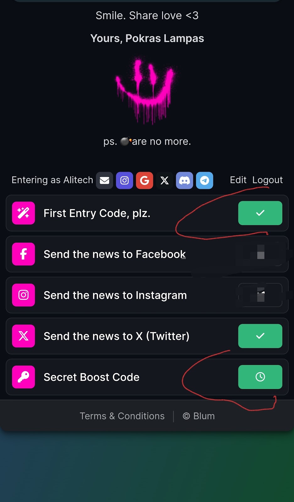 Secret Boost Code