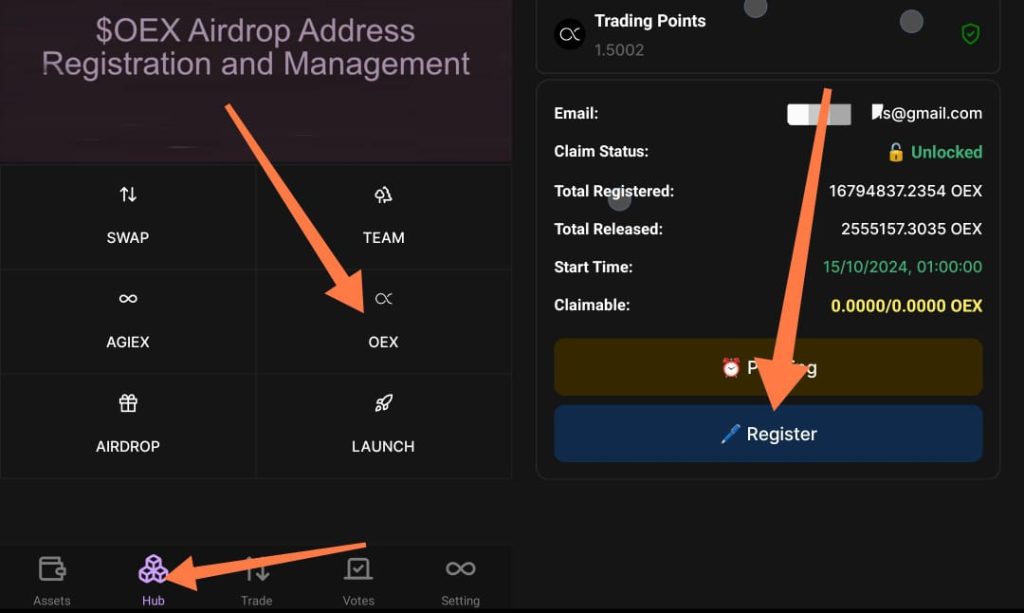 How To Locate OEX Token From The App