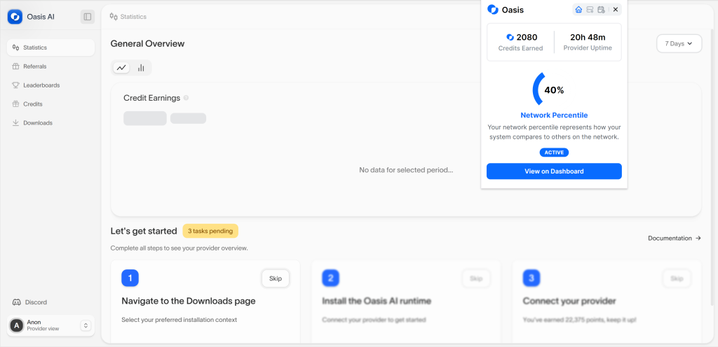 Oasis AI Internet Bandwidth Airdrop Miner