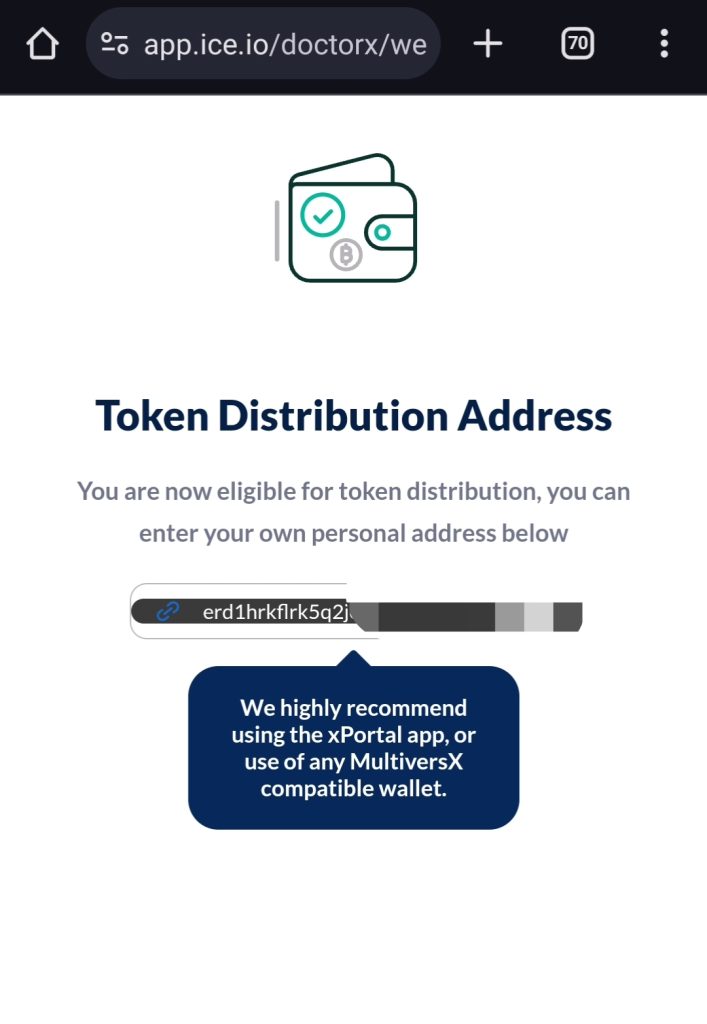 Submit Token Distribution Address For Doctorx